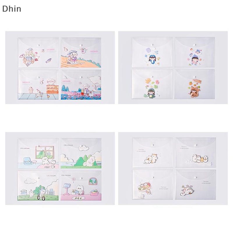 Túi Đựng Tài Liệu Khổ A4 Bằng PVC Trong Suốt Chống Thấm Nước Họa Tiết Hoạt Hình Dễ Thương