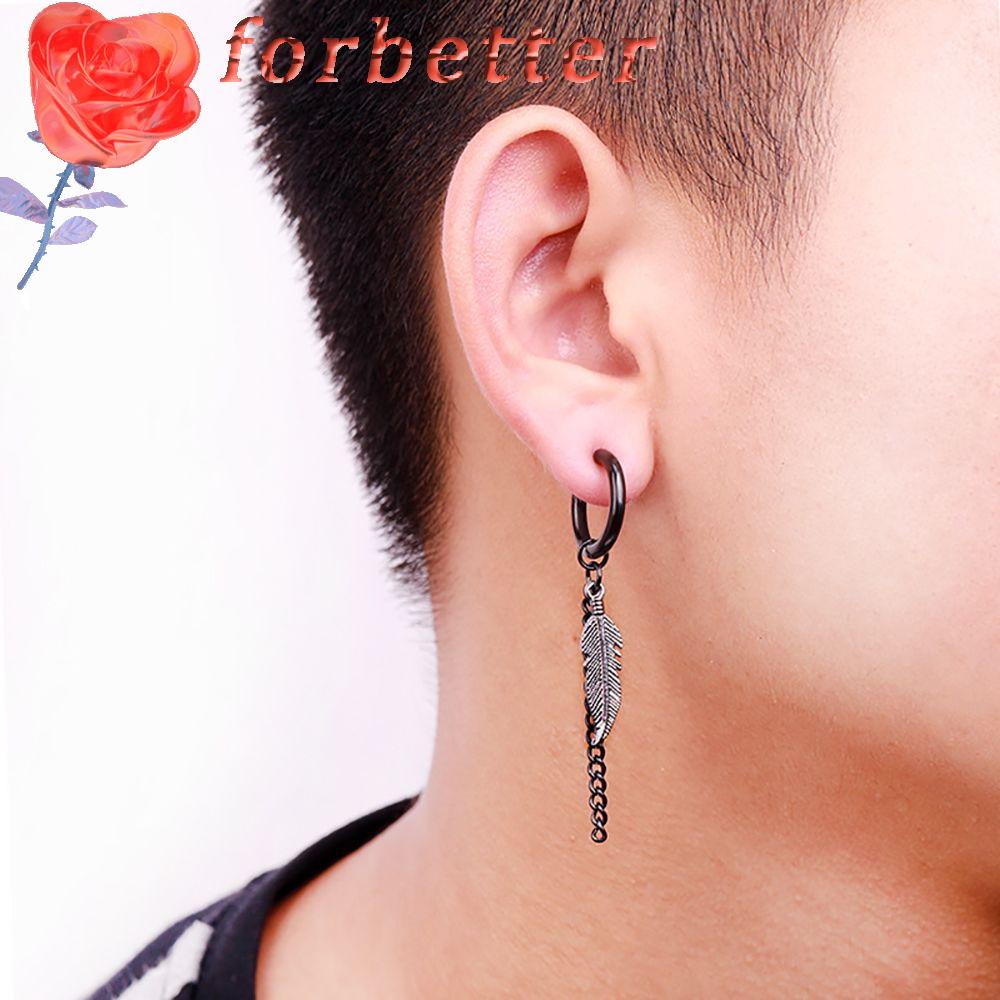 Khuyên Tai Vòng Lủng Lẳng Mặt Lá Tua Rua Phong Cách Punk Hip hop Cho Nam Và Nữ