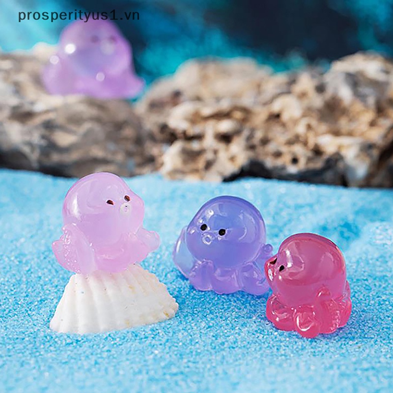 Set 1 / 5 Tượng Bạch Tuộc Dạ Quang Mini Bằng Nhựa Resin Trang Trí Bảng Điều Khiển Xe Hơi / Nhà Cửa DIY