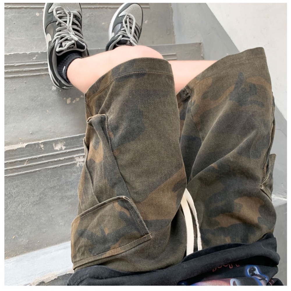 Quần Short Nam Họa Tiết Rằn Ri Phong Cách Đường Phố Mỹ