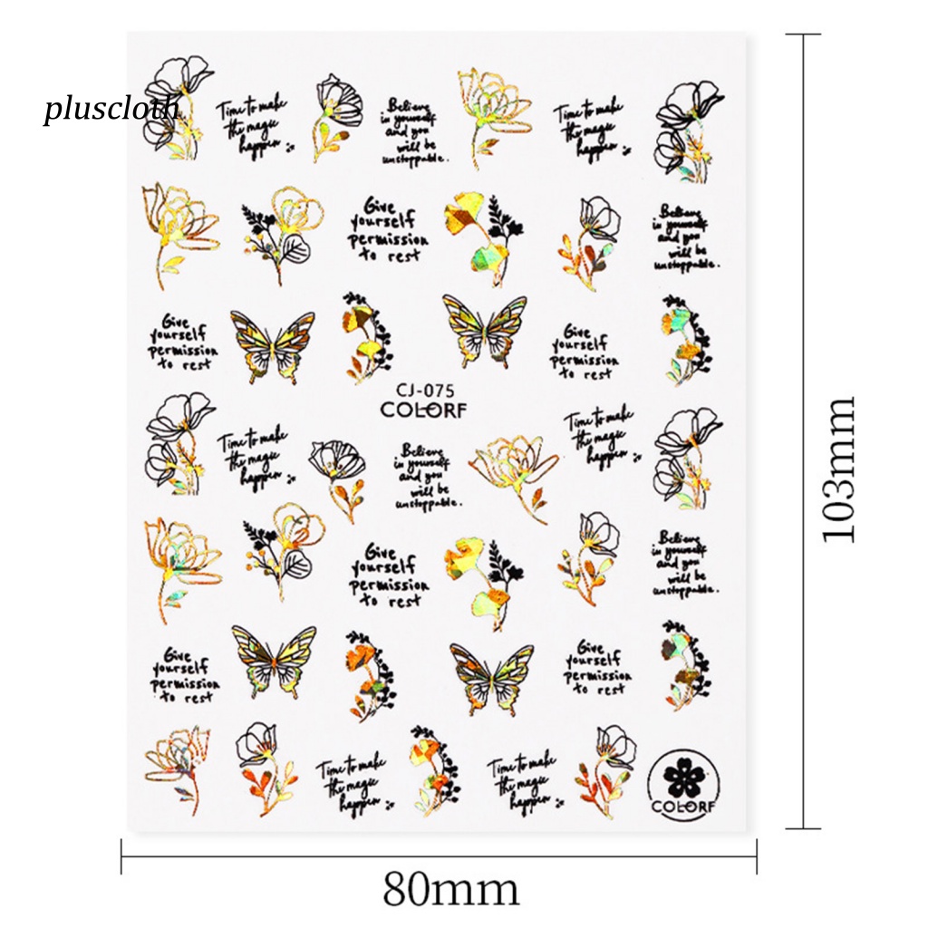 1 Tấm Nhãn Dán Trang Trí Móng Tay Tự Dính Họa Tiết Lá Bướm 3D