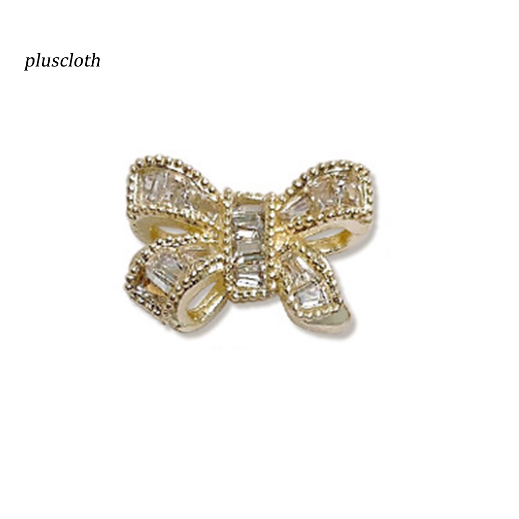 < Pluscloth > Phụ Kiện Trang Trí Móng Tay Nghệ Thuật Hình Nơ Ba Chiều Sáng Bóng Cao Cấp Màu Bạc / Vàng Sáng Bóng Sang Trọng DIY