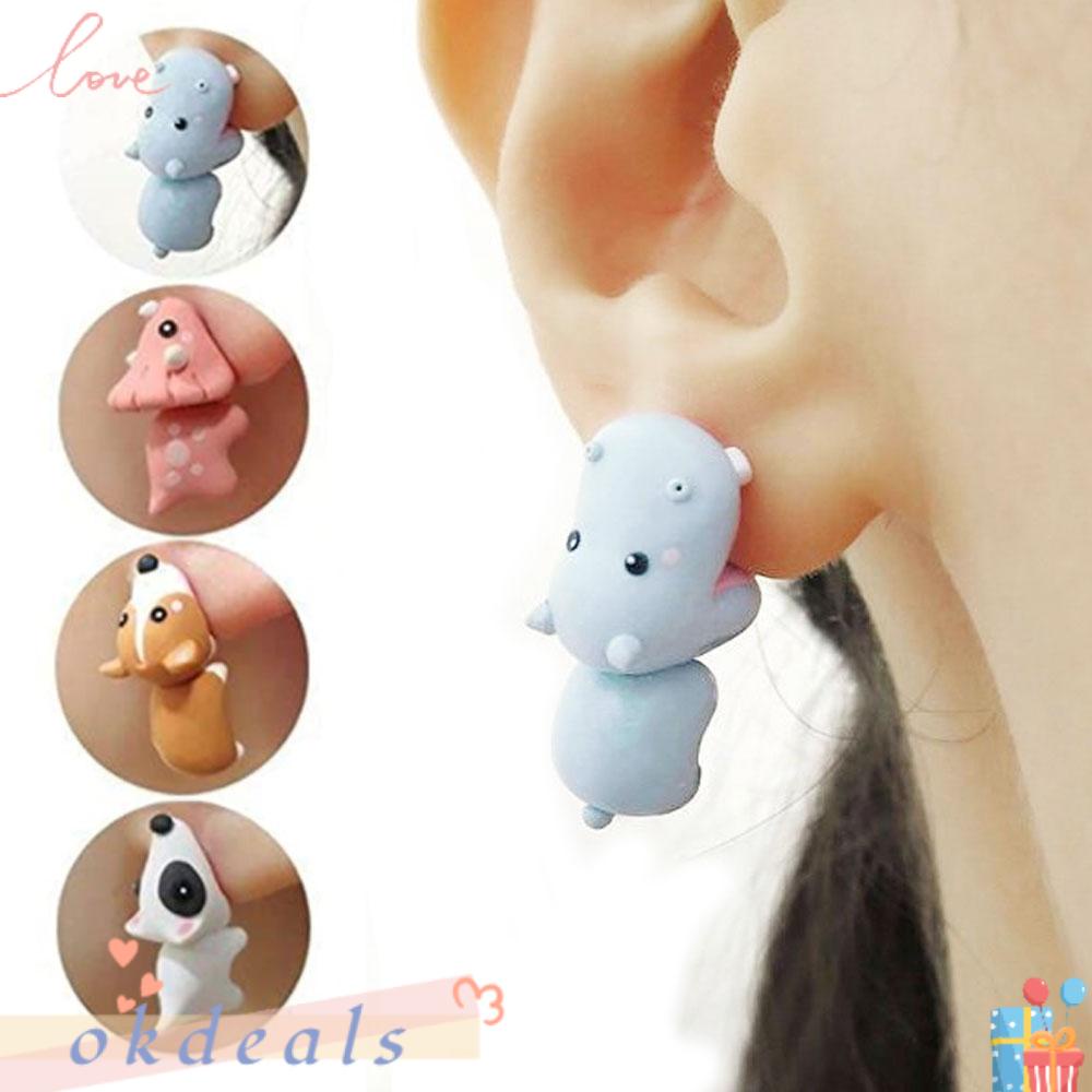 Khuyên Tai Đất Sét Hình Động Vật Cắn Thanh Lịch Sang Trọng Thời Trang Cho Nữ