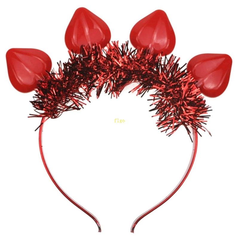 Flgo Băng Đô Cài Tóc Hình Trái Tim Đỏ Có Đèn LED Phát Sáng Trong Đêm Valentine
