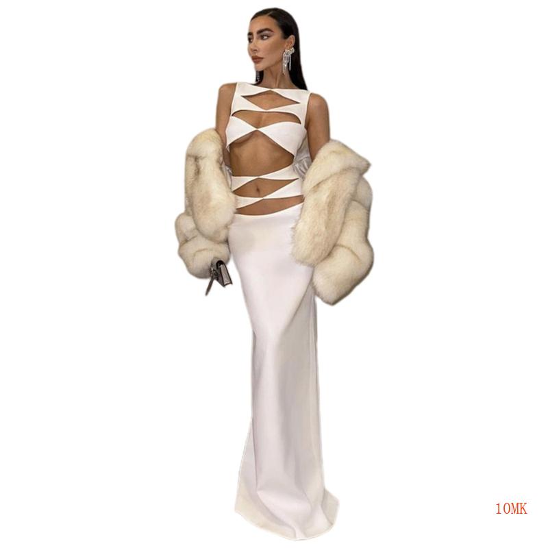 Xiangbao Đầm Khoét Lỗ Màu Trơn Thời Trang Mùa Hè Cho Nữ