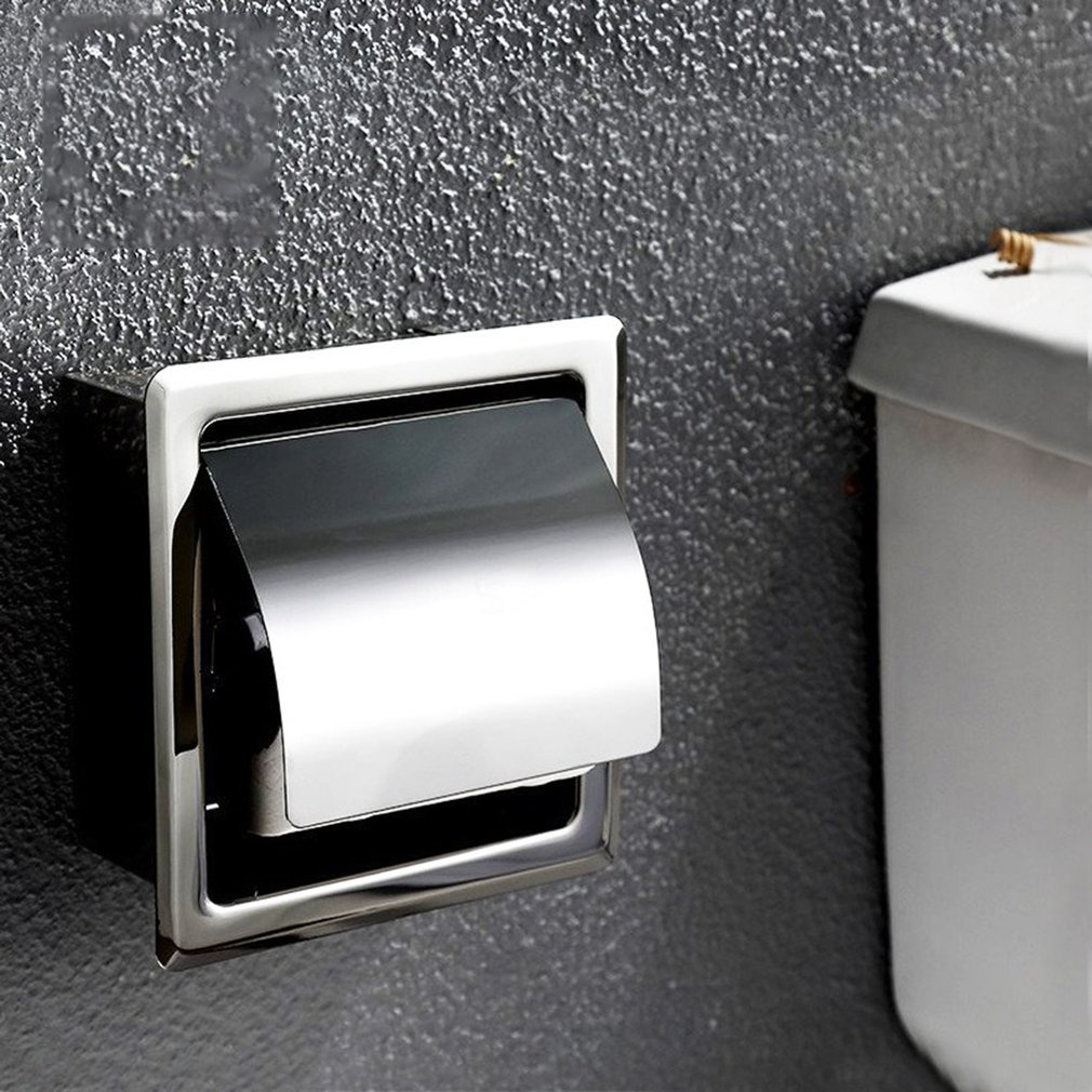 =Christmas=Stainless Steel Bathroom Toilet Roll Paper Holder Box Concealed Wall Mounted