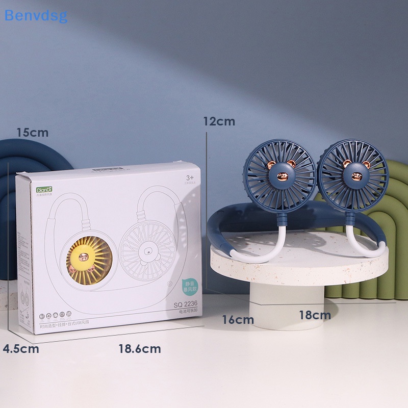 Quạt Đôi Mini Đeo Cổ Rảnh Tay Có Thể Sạc Lại Bằng Cổng USB Dùng Khi Đi Cắm Trại Mùa Hè