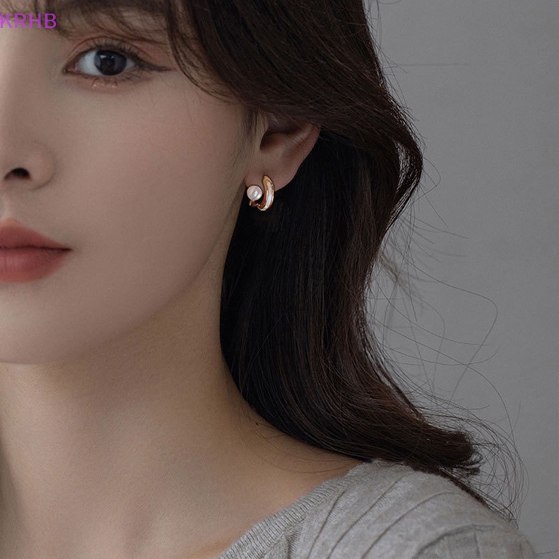 1 Đôi Khuyên Tai Hợp Kim Đính Ngọc Trai Nhân Tạo Đơn Giản Phong Cách Hàn Quốc Cho Nữ Mới