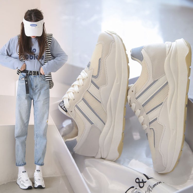 Giày Thể Thao Đế Cao Su Mềm Dày Dặn Siêu Nhẹ Phối Màu Thời Trang Cho Nữ