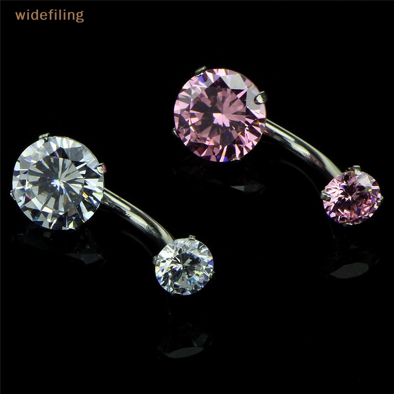 Khuyên Rốn Thép Bản Rộng Đính Đá Pha Lê Đẹp Mắt