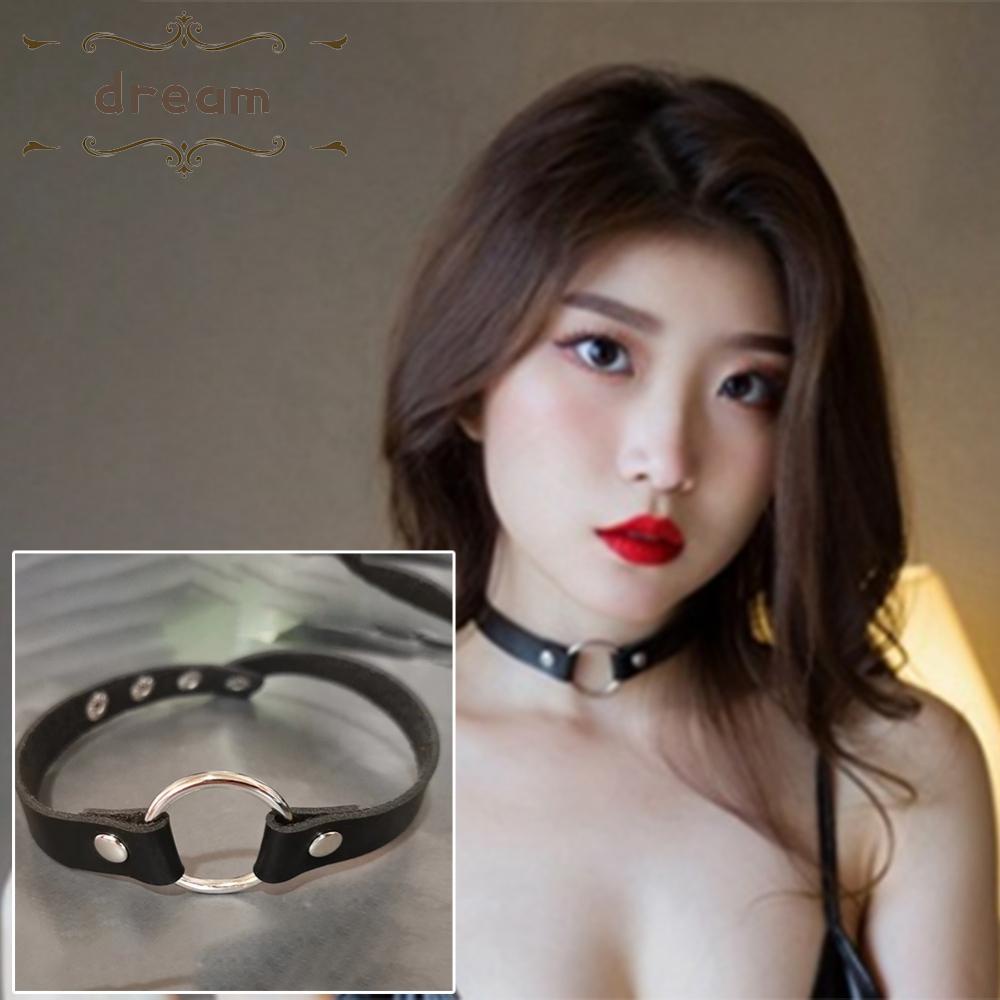 【DREAMLIFE】Punk Gothic PU Leather Black O Ring Collar Necklace Women Nightclub Rope