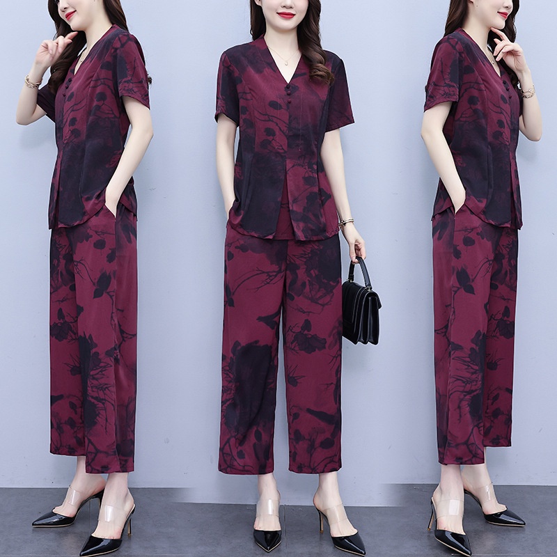 Set Áo Cổ Chữ v Dáng Rộng + Quần short Thời Trang Mùa Hè Cho Nữ