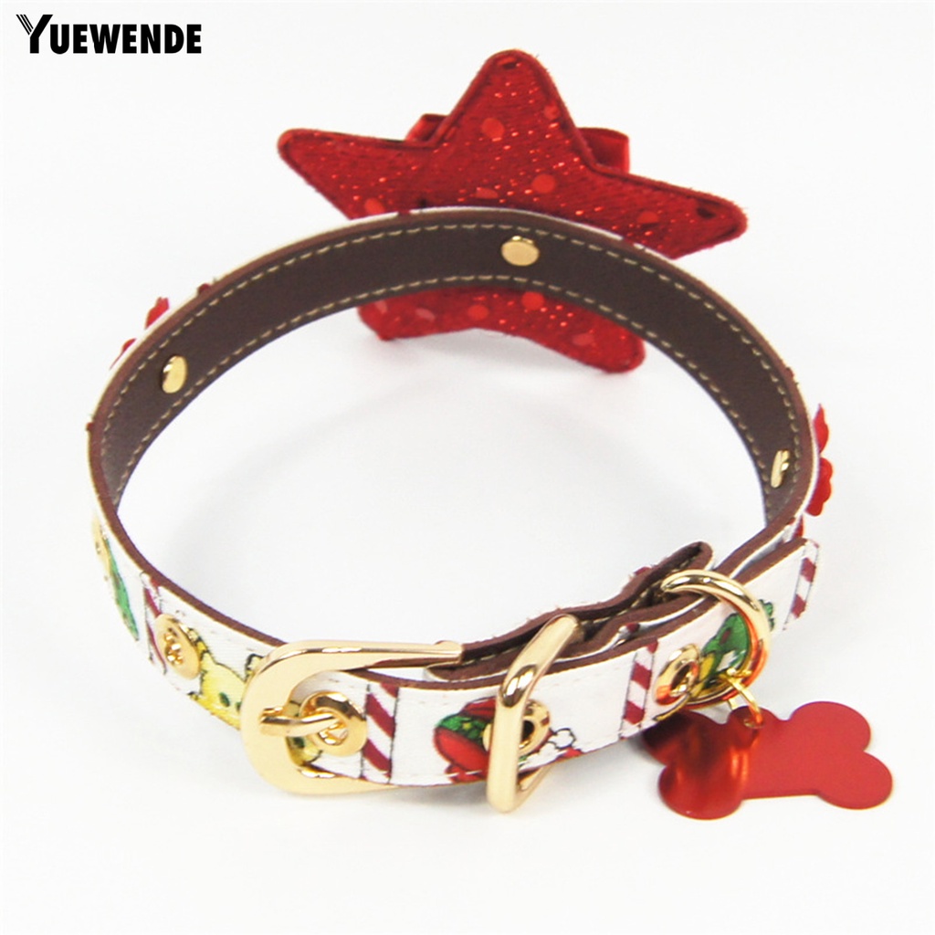 Yq.e Vòng Cổ Giả Da Hình Ngôi Sao Giáng Sinh Có Thể Điều Chỉnh Trang Trí Trong Nhà Cho Thú Cưng