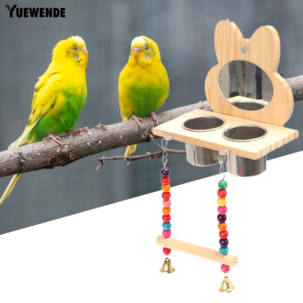 Yq.e Bộ Hộp Đựng Thức Ăn Cho Chim Bằng Thép Không Gỉ Tự Nhiên Tháo Rời Được Gắn Chuông Nhiều Màu Sắc