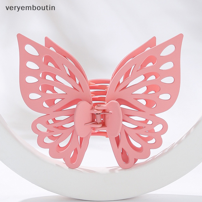 Kẹp Tóc Càng Cua Lớn Bằng Acrylic Hình Bướm Rỗng Cho Nữ