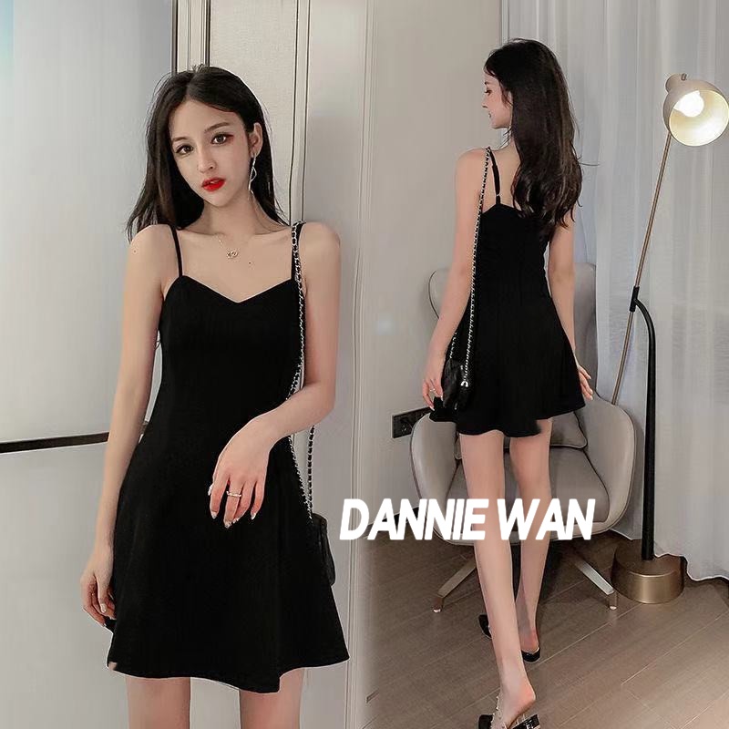 DannieWan váy Đầm váy nữ Những chiếc dây treo màu đen và màu đen của mùa hè mới gợi cảm Chic Cái mới Đẹp Thanh lịch A22M1U9 36Z230909