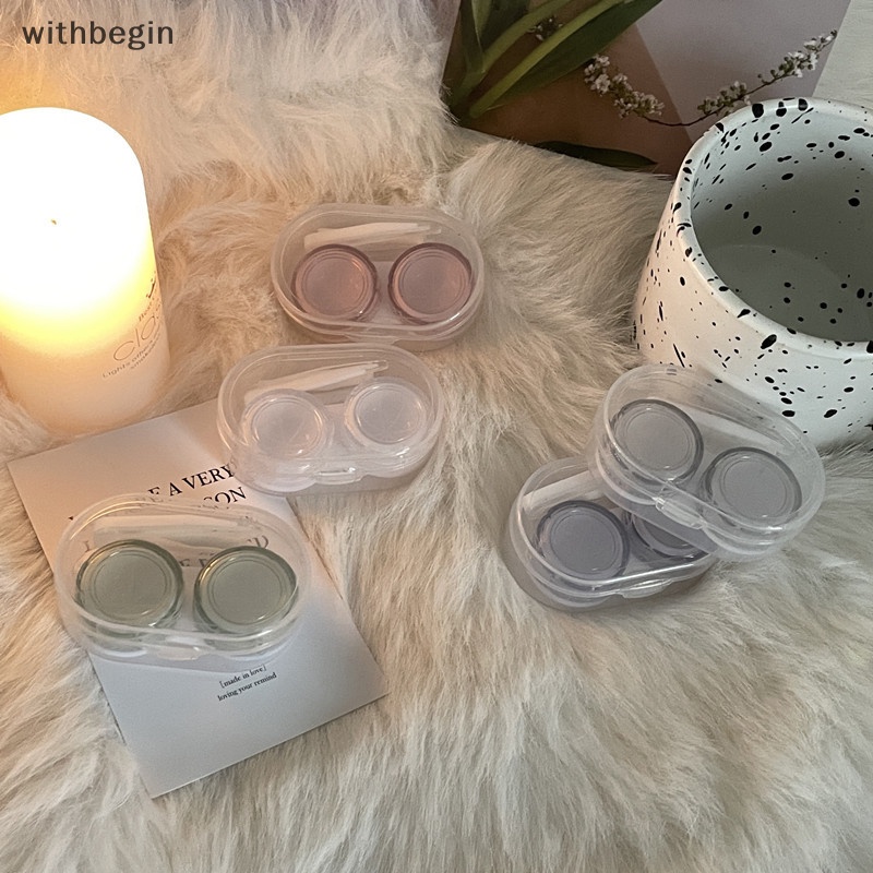 Hộp Đựng Kính Áp Tròng Trong Suốt Màu Sắc Đơn Giản Phong Cách Vintage