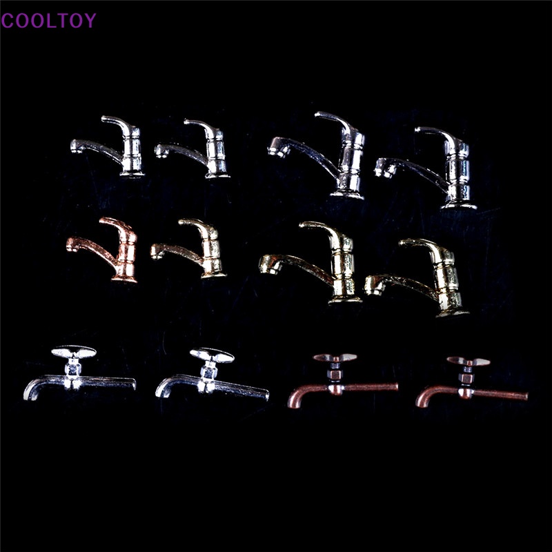 Bộ 2 Vòi Nước Mini Bằng Hợp Kim Tỉ Lệ 1: 12 Dùng Trang Trí Nhà Búp Bê