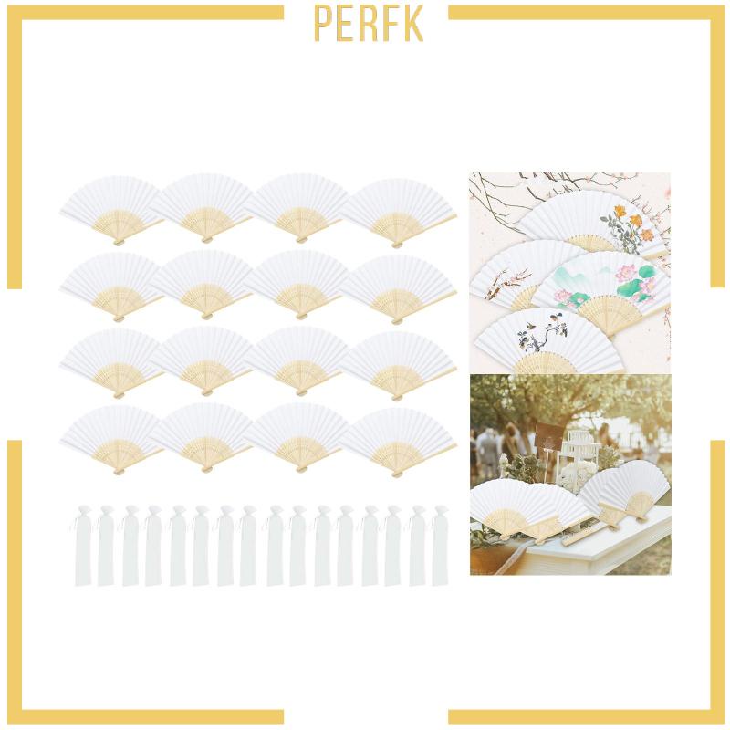 Bộ 16 Quạt Giấy Gấp Cầm Tay Màu Trơn Cho Nhà Thờ