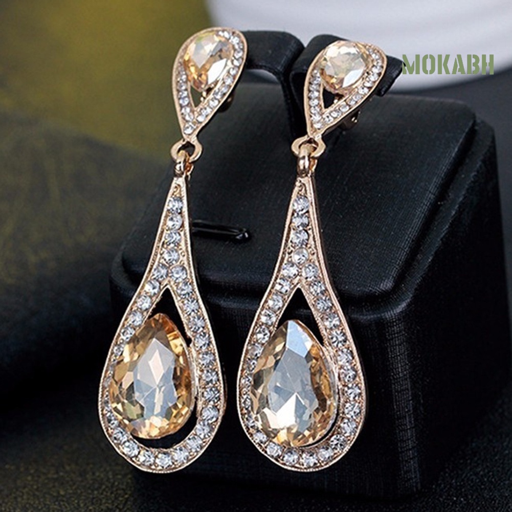 Bông Tai Hình Giọt Nước Đính Đá Giả Thời Trang Dành Cho Nữ