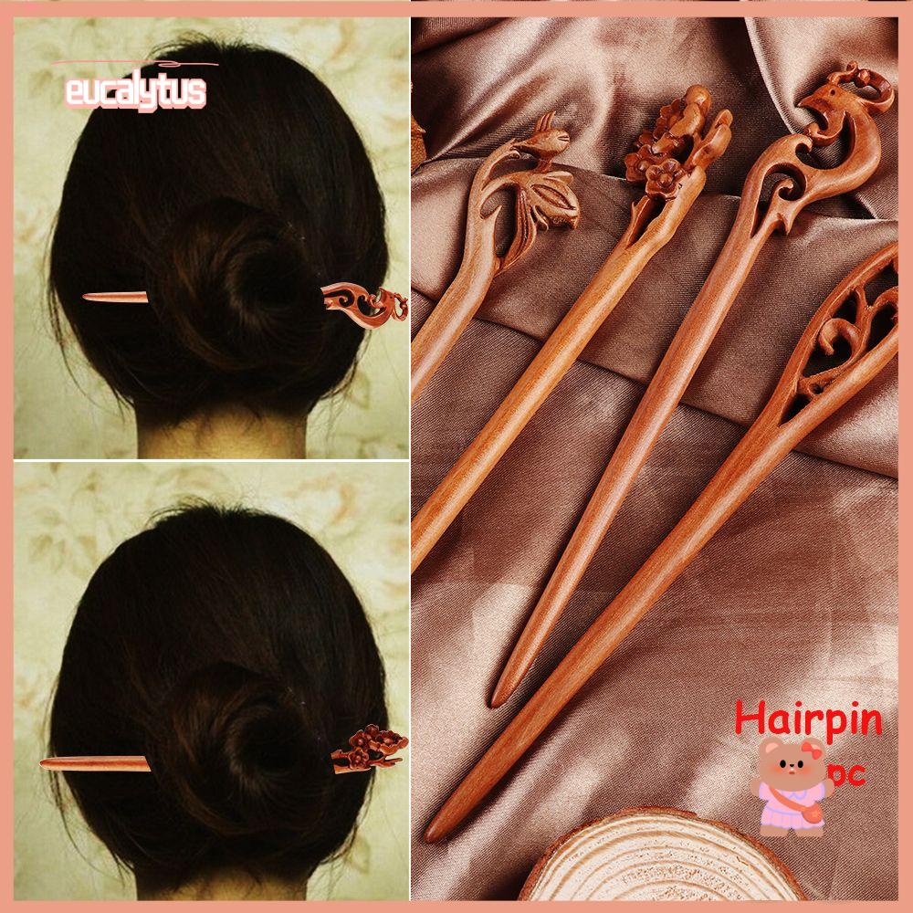 Trâm Cài Tóc Bằng Gỗ Đào Chạm Khắc Thủ Công Phong Cách Retro