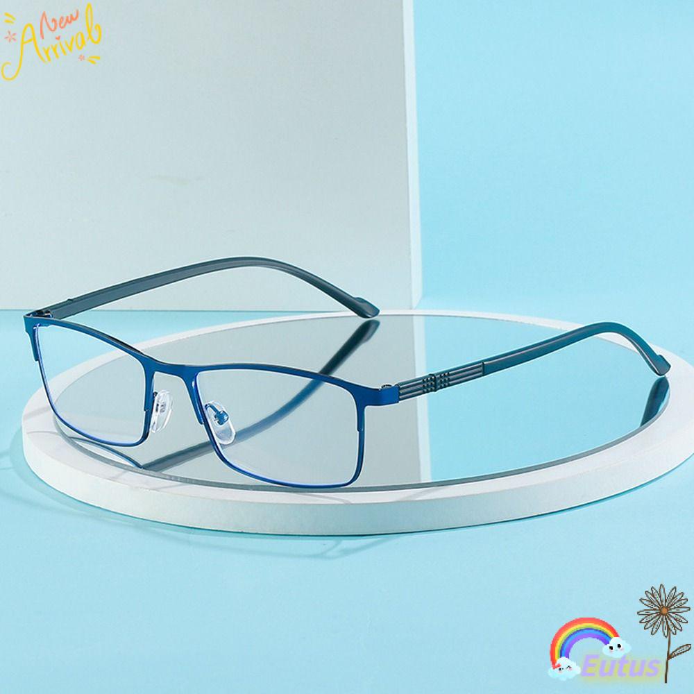 Mắt Kính Gọng Kim Loại Siêu Nhẹ Màu Xanh Dương Thời Trang