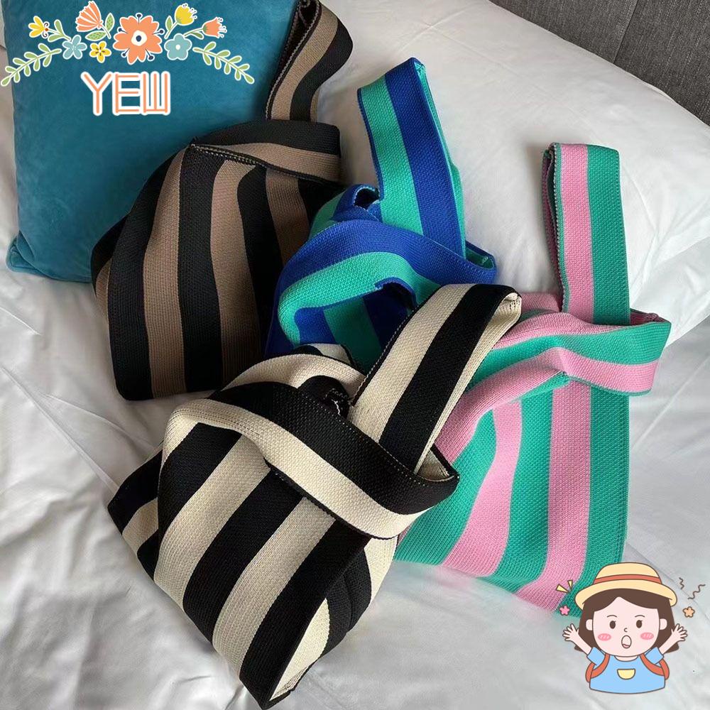 Túi Xách Đan Len Đeo Vai Họa Tiết Kẻ Sọc Thời Trang Cho Nữ