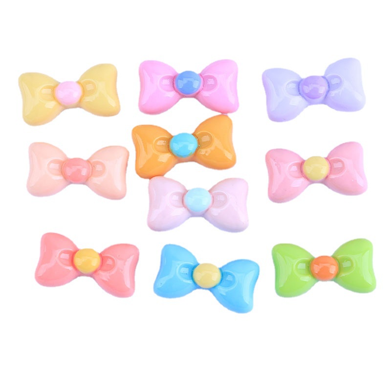 Bộ 10 Kẹp Tóc Nơ Bằng Nhựa Resin Màu Sáng DIY
