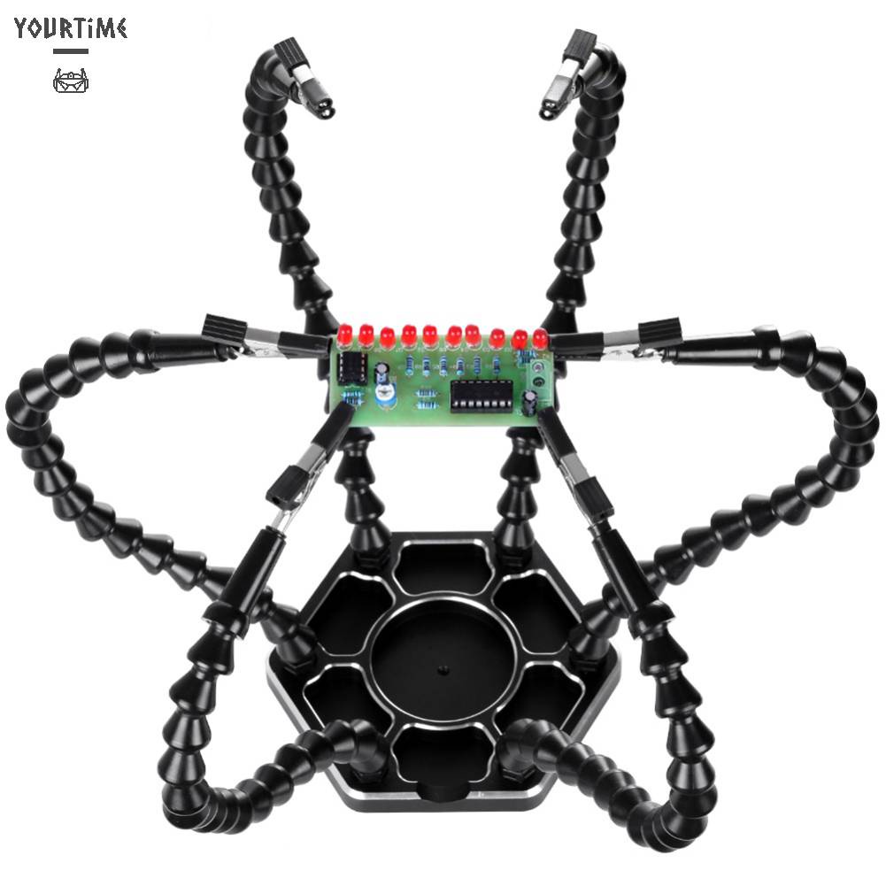 Giá Đỡ Bảng Mạch Hàn Linh Hoạt Bằng Hợp Kim Nhôm PCB 6 Cánh Tay Linh Hoạt