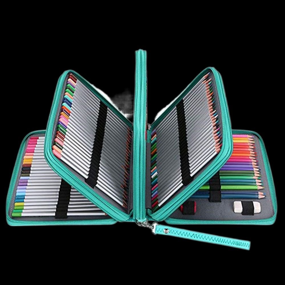 CLEVER Túi Đựng Bút Nhiều Màu Sức Chứa Lớn Có Khóa Kéo Tiện Dụng Cho Nam Và Nữ