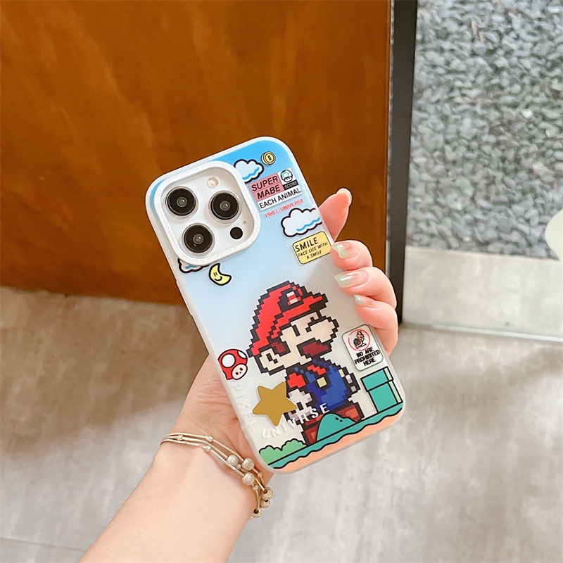 Ốp Điện Thoại Cứng Hai Mặt Hình Super Mary Cho iPhone 14 / 13 / 12 Pro max / 13Pro / 12Pro / 12 / iPhone 11 / 14 Pro max