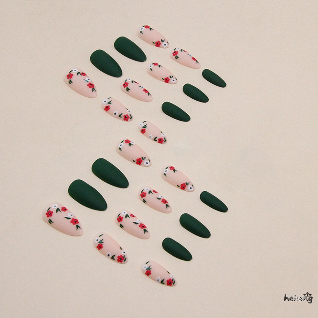 Móng Tay Giả Màu Hồng &amp; Xanh Lá Không Độc Hại Không Đau