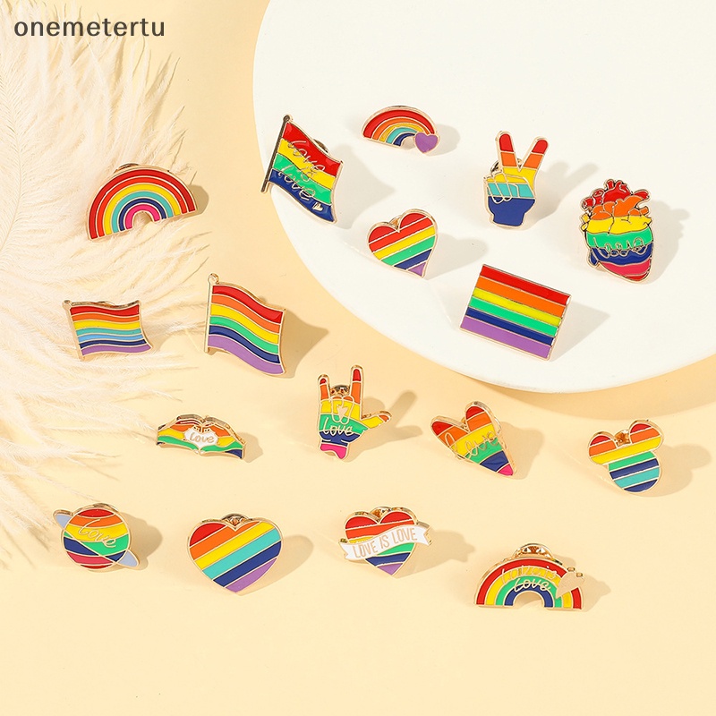 Ghim Cài Áo Bằng Hợp Kim Tráng Men Hình Lá Cờ Trái Tim Màu Mưa Cá Tính Sáng Tạo Thời Trang