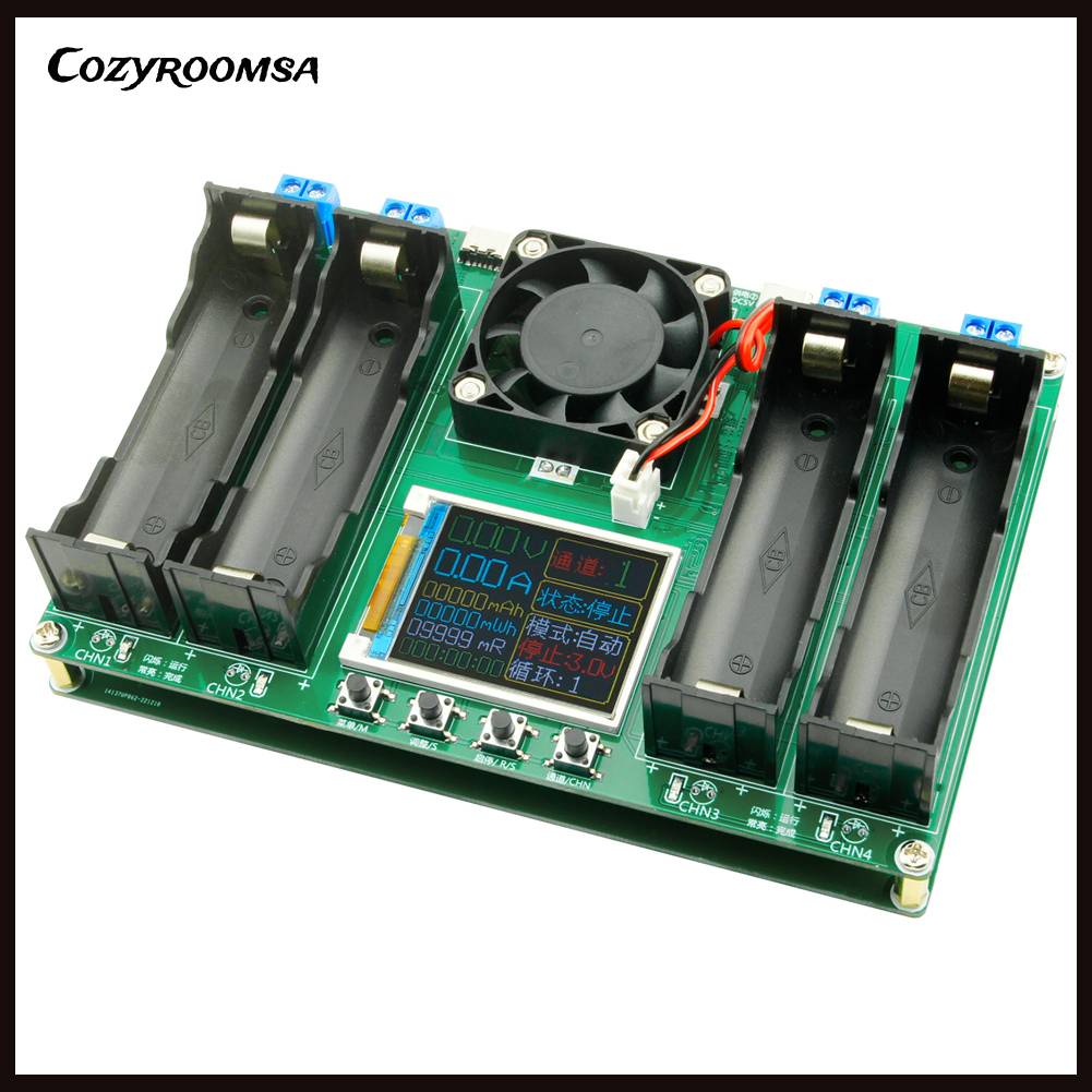 Mô Đun Kiểm Tra Dung Lượng Pin 18650 4 Kênh Loại C Có Màn Hình LCD
