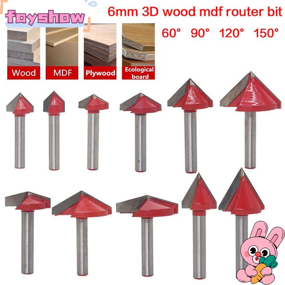 1 Mũi Phay Router Gỗ 3D Bằng Thép Vonfram Chất Lượng Cao 6mm V