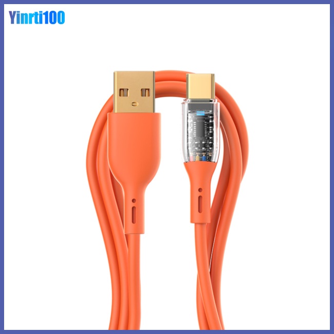 Cáp Sạc Nhanh Yinrti 66w Trong Suốt Có Đèn Cho Huawei 1m Type-c 6a