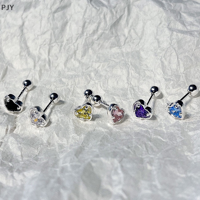 1 Đôi Bông Tai Hình Trái Tim Mini Nhiều Màu Sắc Y2k Thời Trang Cho Nữ PJ