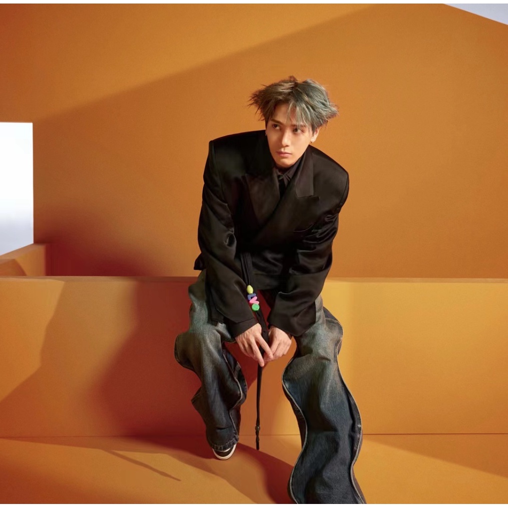 Wang Jiaer Quần Jean Dài Dáng Rộng Ống Đứng Họa Tiết Sóng Biển Đường Phố Mỹ Thời Trang Xuân Thu Cho Nam