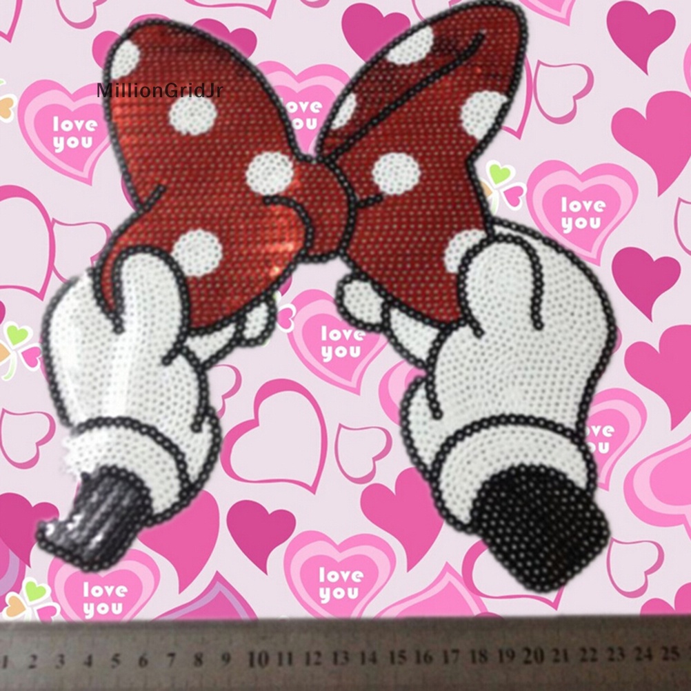 Sticker Ủi Thêu Hình Nơ Đính Kim Sa Lấp Lánh JR