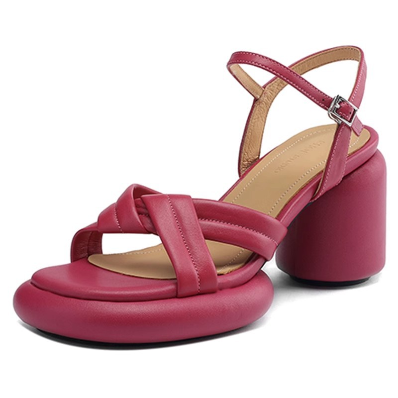 Duoya Tóc Thẳng ~ [Hàng Có Sẵn] Giày Cao Gót Sandal Hở Ngón Đế Dày Bằng Da Thật Mềm Mại Thời Trang Mùa Hè Cao Cấp Cho Nữ Miễn Phí Vận Chuyển