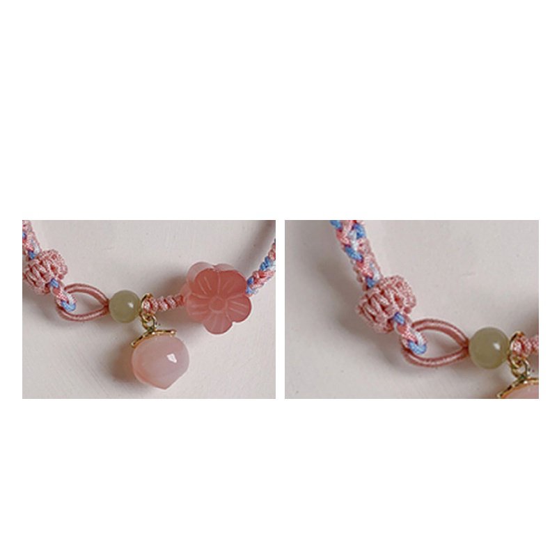 {Summer Hàng Mới Về!}Niche ins Vòng Đeo Tay Đá Mã Não Hoa Đào Phong Cách Hetian Ngọt Ngào Tươi Tắn Có Thể Điều Chỉnh Kích Cỡ Cho Nữ