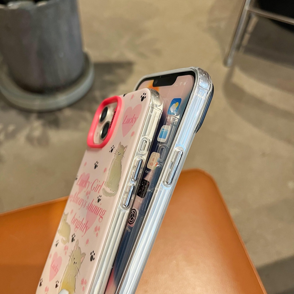Ốp Điện Thoại Tpu Mềm Trong Suốt Họa Tiết Mèo Hoạt Hình Hai Mặt Cho iPhone 14 13 12 11Pro Max