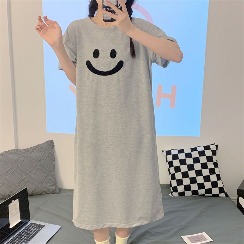 Đồ ngủ Cotton Dài Qua Gối Phong Cách Hàn Quốc Thời Trang Mùa Hè Cho Mẹ Bầu