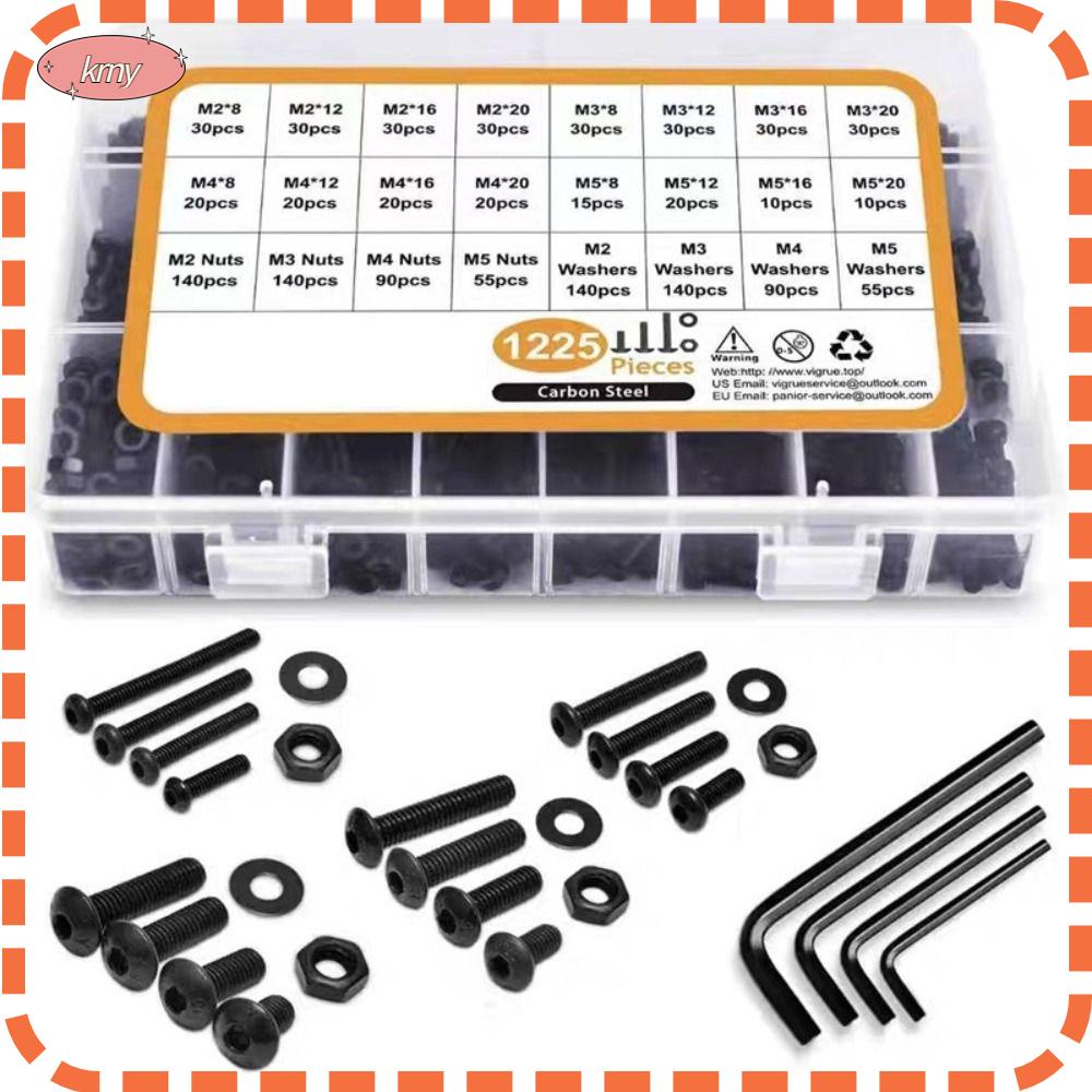 Set 1225 Con Vít Đầu Dẹt Bằng Hợp Kim Thép M2 M3 M4 M5