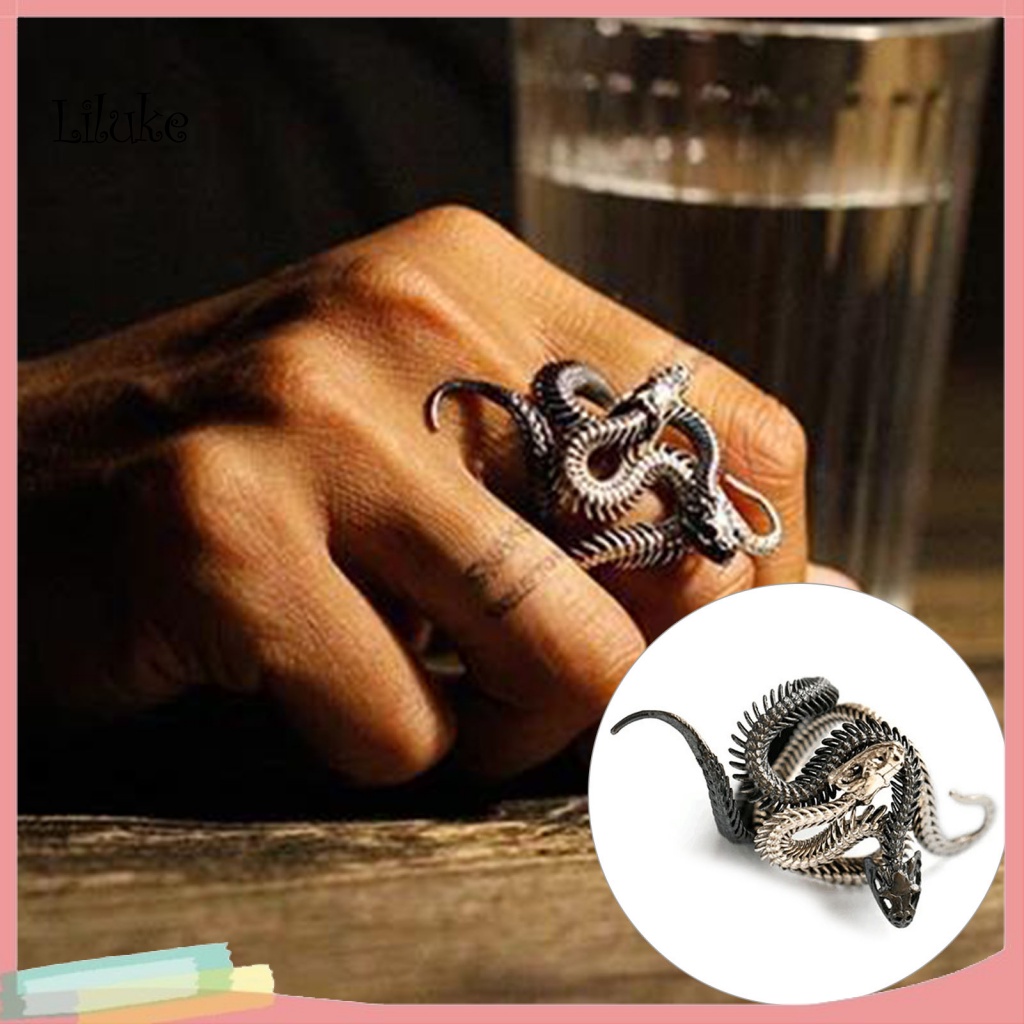 Set 2 Nhẫn Đồng Hình Rắn Màu Sắc Cá Tính Cho Nam