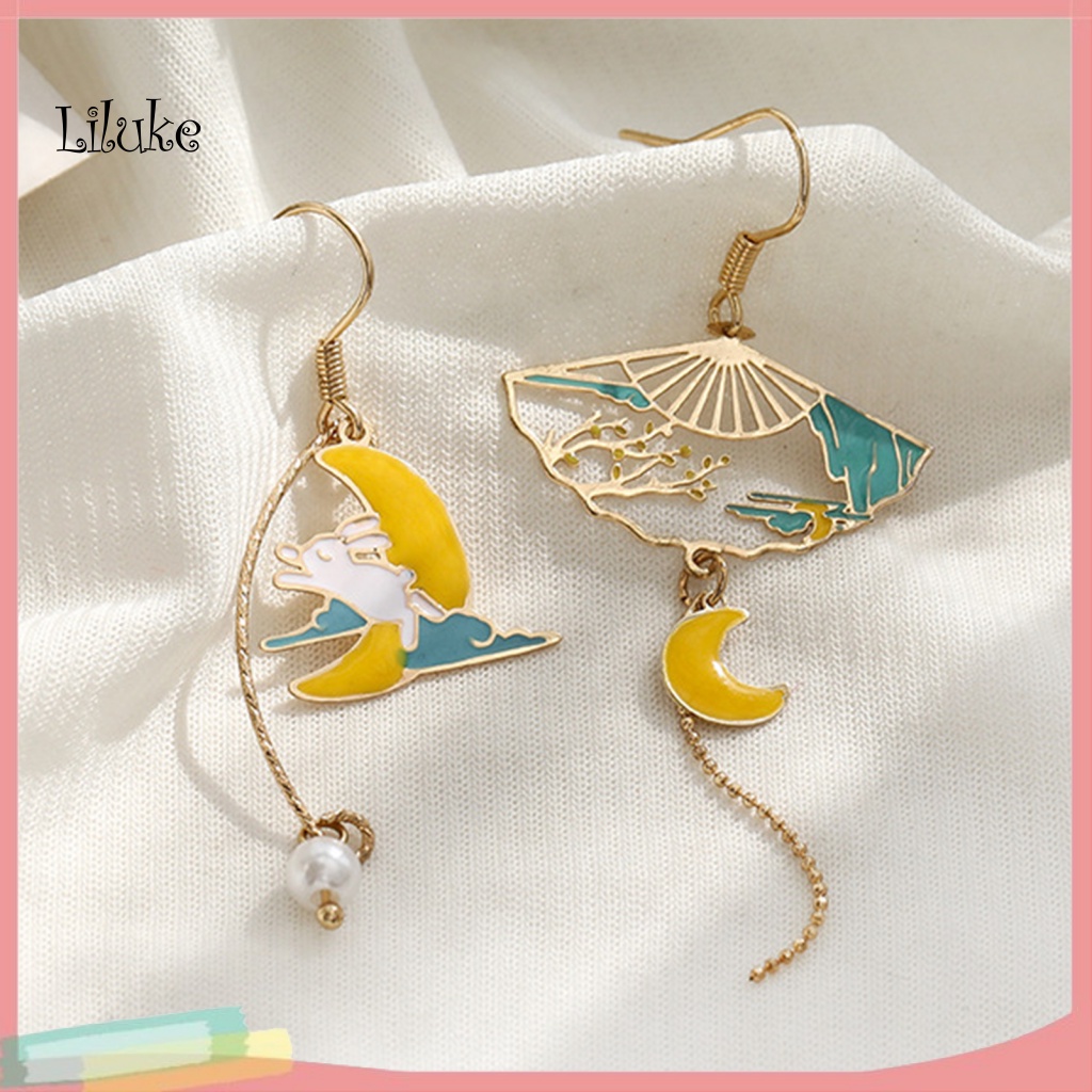 1 Đôi Bông Tai Dáng Dài Đính Ngọc Trai Nhân Tạo Và Hoa Xinh Xắn Dễ Thương