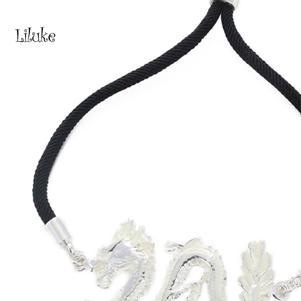 Vòng Tay Hợp Kim Màu Trơn Trang Trí Hình Rồng Và Hoa Hồng Đính Đá Phát Sáng Trong Bóng Tối Cá Tính