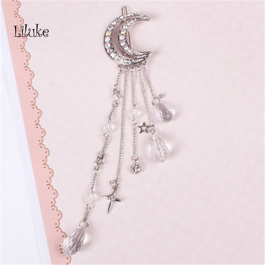 Kẹp Tóc Hợp Kim Trang Trí Mặt Trăng Đính Đá Nhiều Màu Sắc Cho Nữ