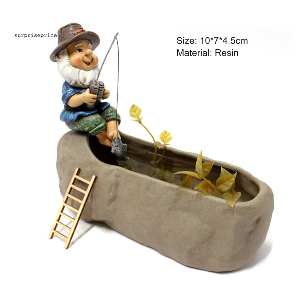 Mô Hình Tượng Người Câu Cá Đáng Yêu Bằng Nhựa Resin Thủ Công Trang Trí Sân Vườn