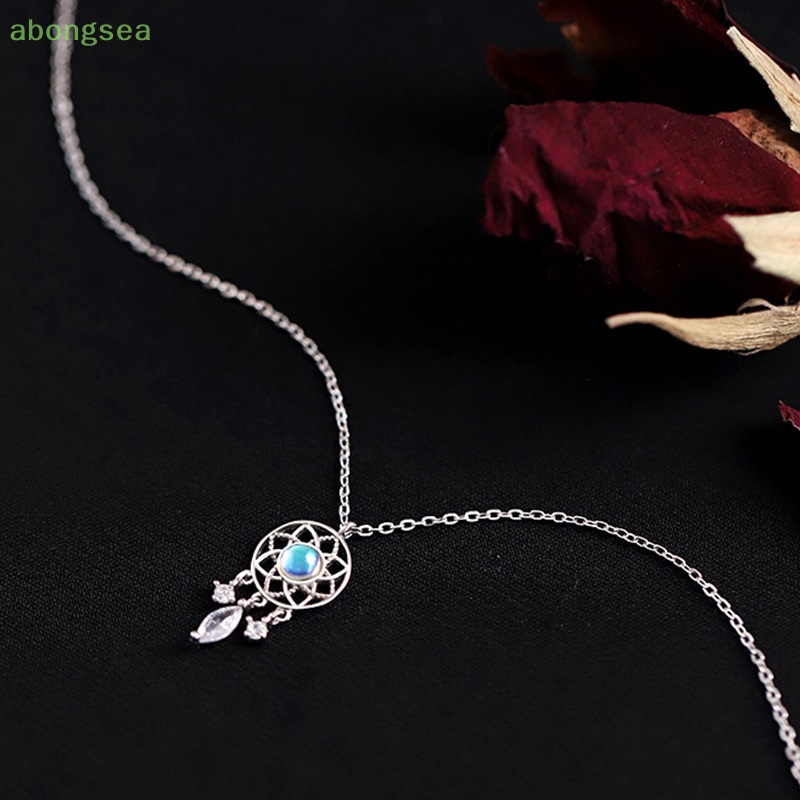 Abongsea Vòng cổ Mặt Dreamcatcher Đính Đá Mặt Trăng Tua Rua Thanh Lịch Sáng Tạo Cho Nữ